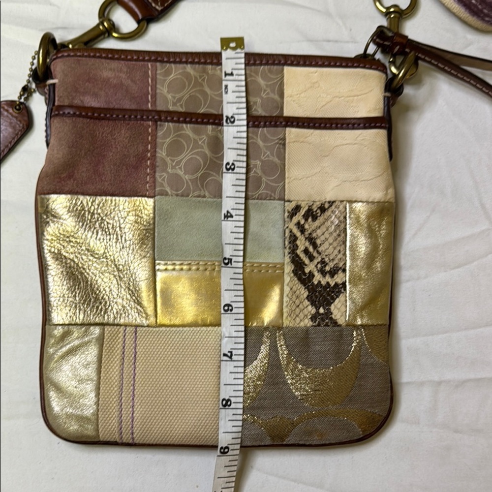 Coach Gold and Cream Crossbody Bag with Patchwork Design - has hangtag - Picture 16 of 16